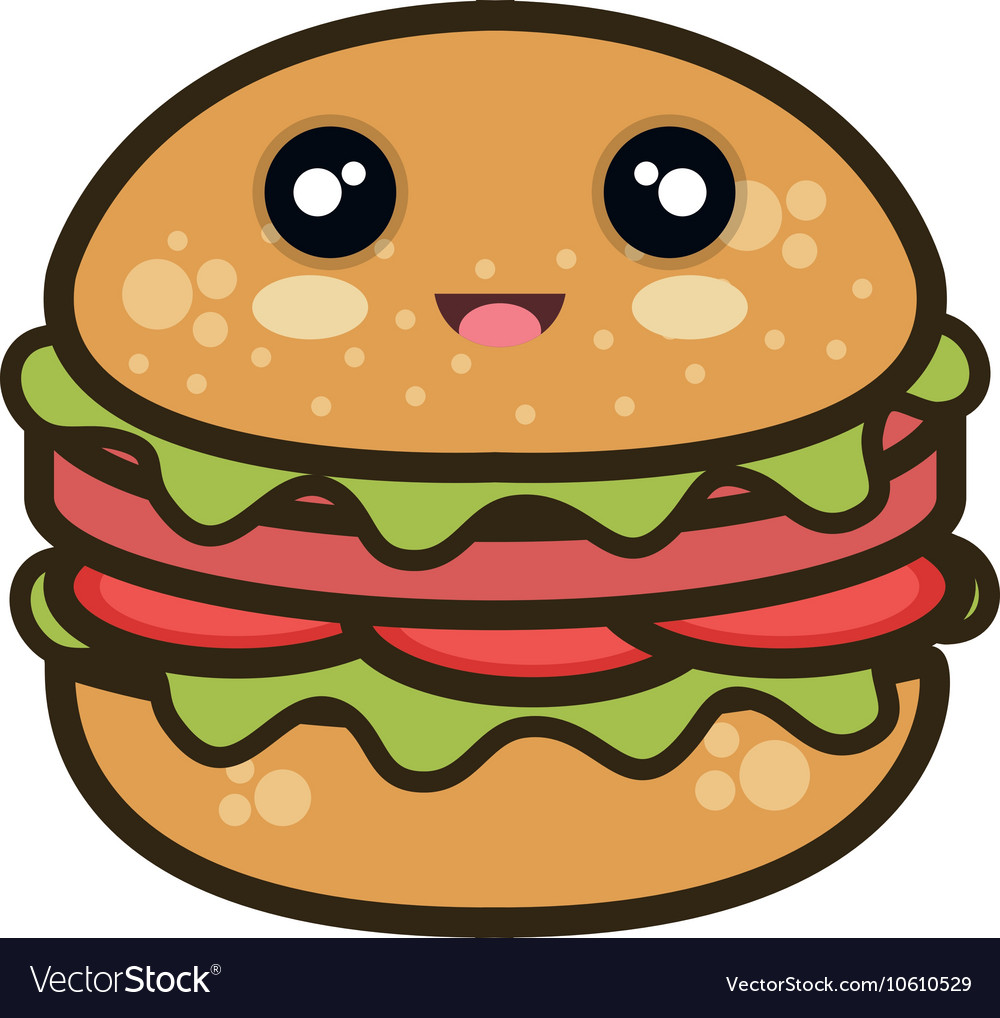 Kawaii cartoon burger fast food