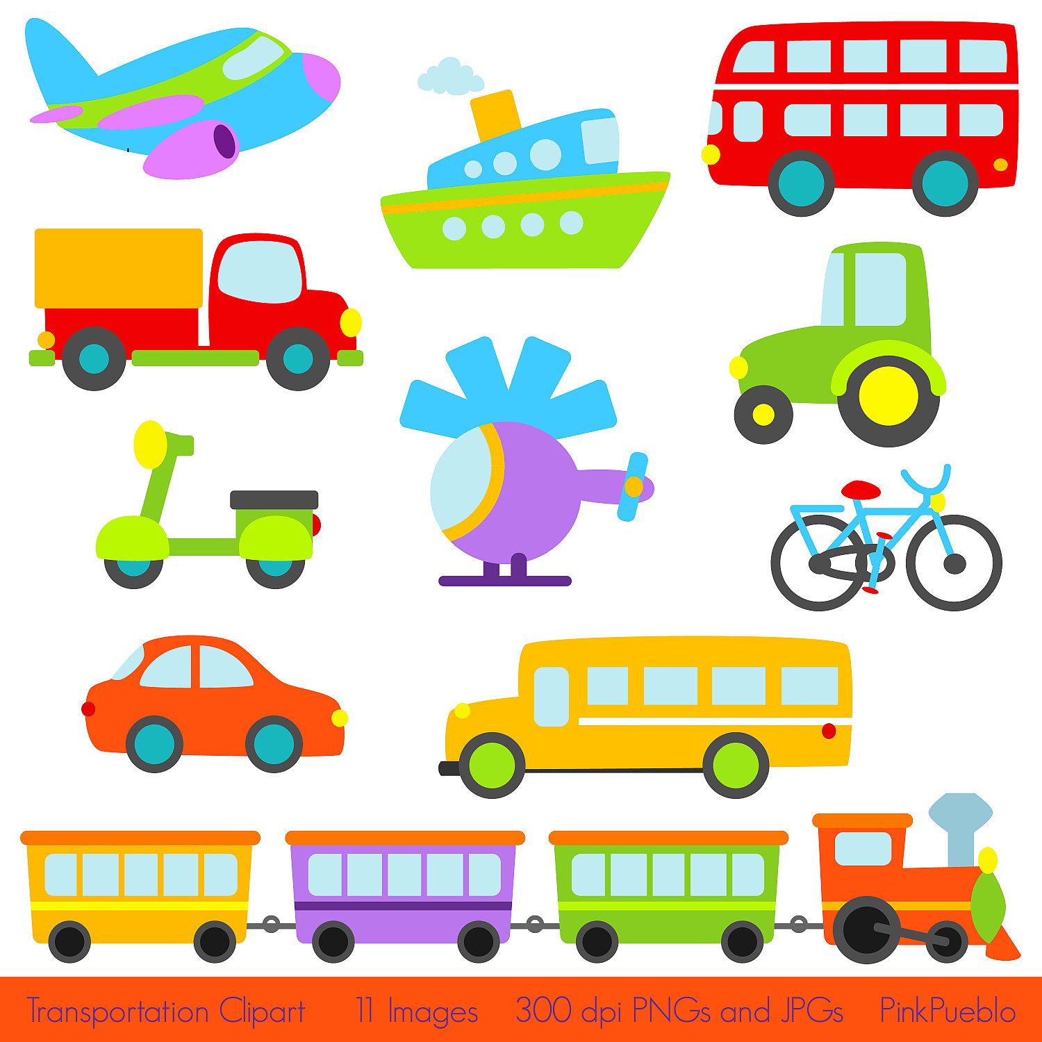 Transportation Clip Art Clipart with Car, Truck, Train