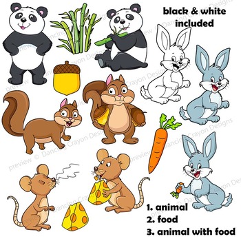 Clip Art Animals and their Food