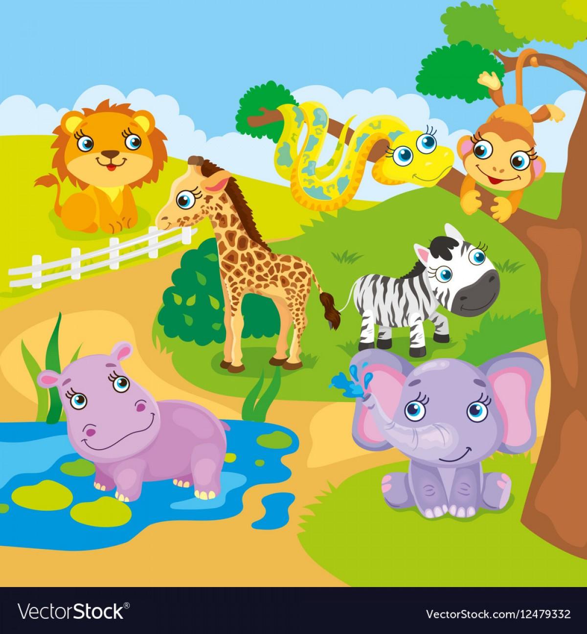 Animated zoo animals.