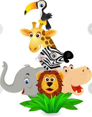 Cartoon zoo animals.