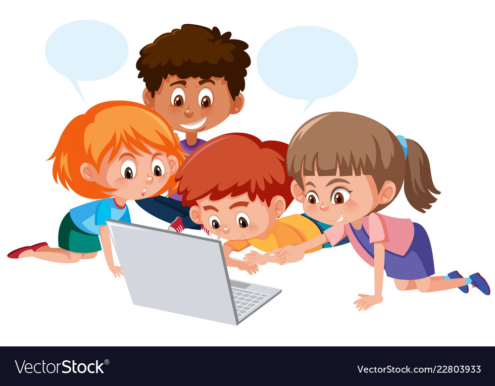 Group of children using computer