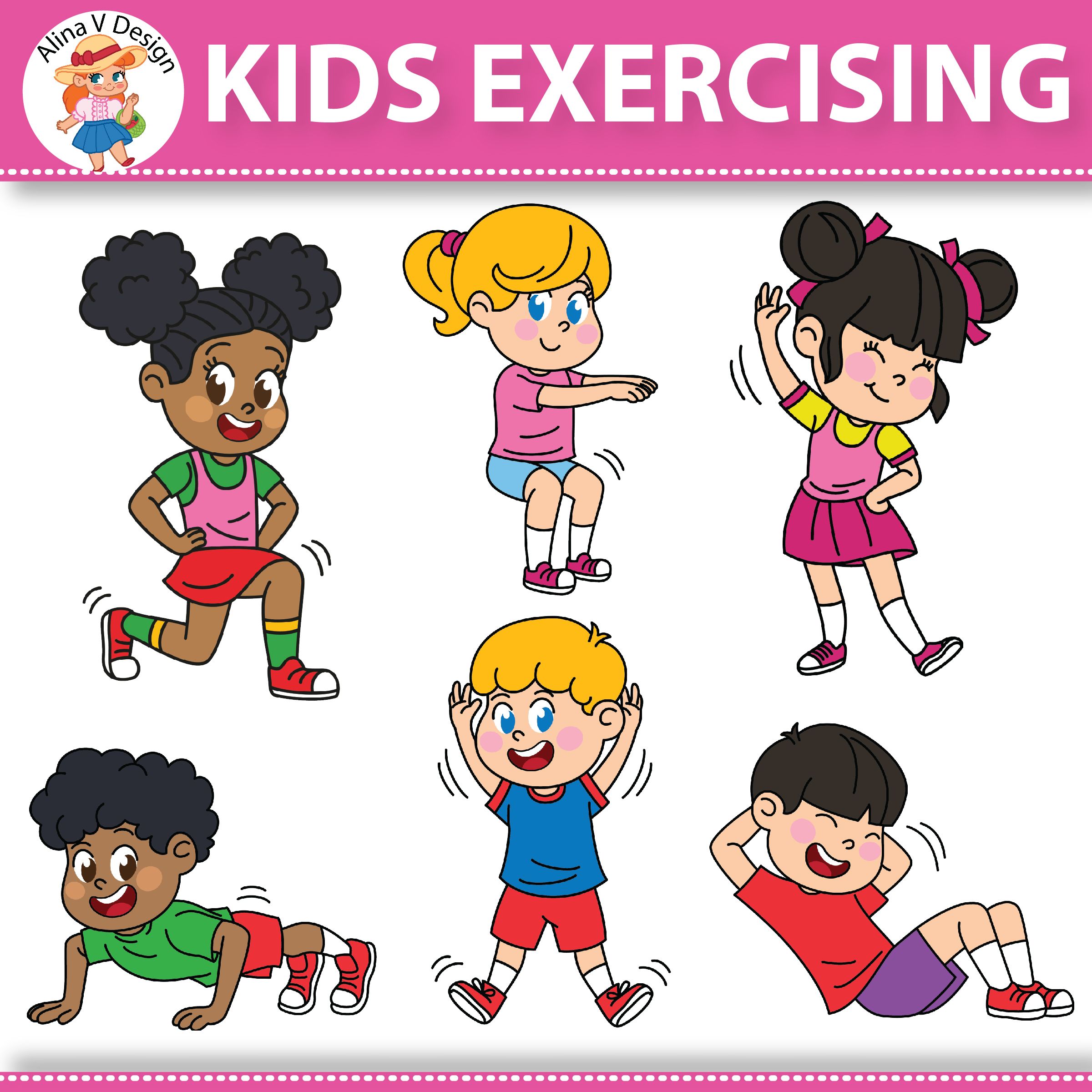 Kids exercising exercises.