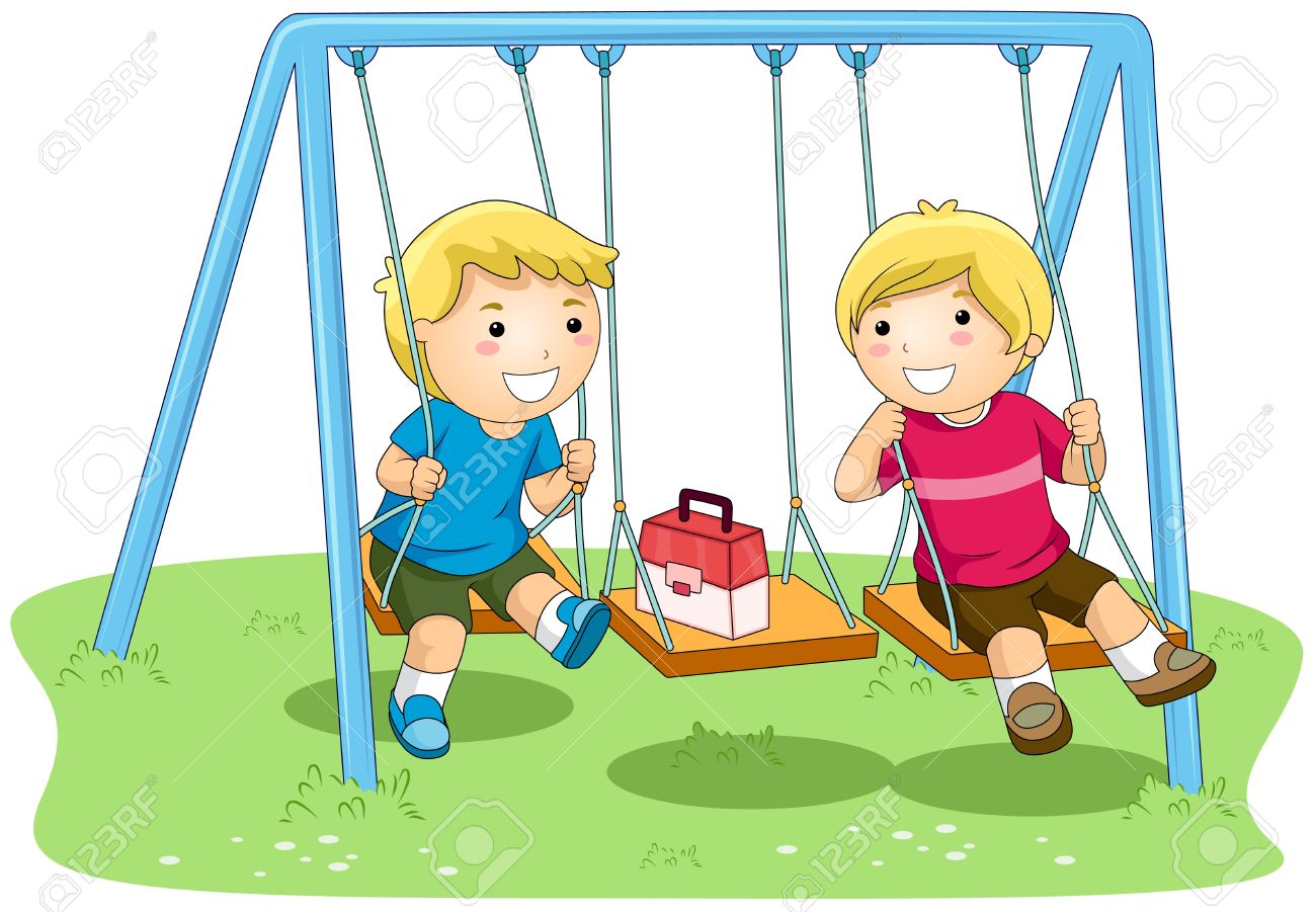 Children playing on playground clipart