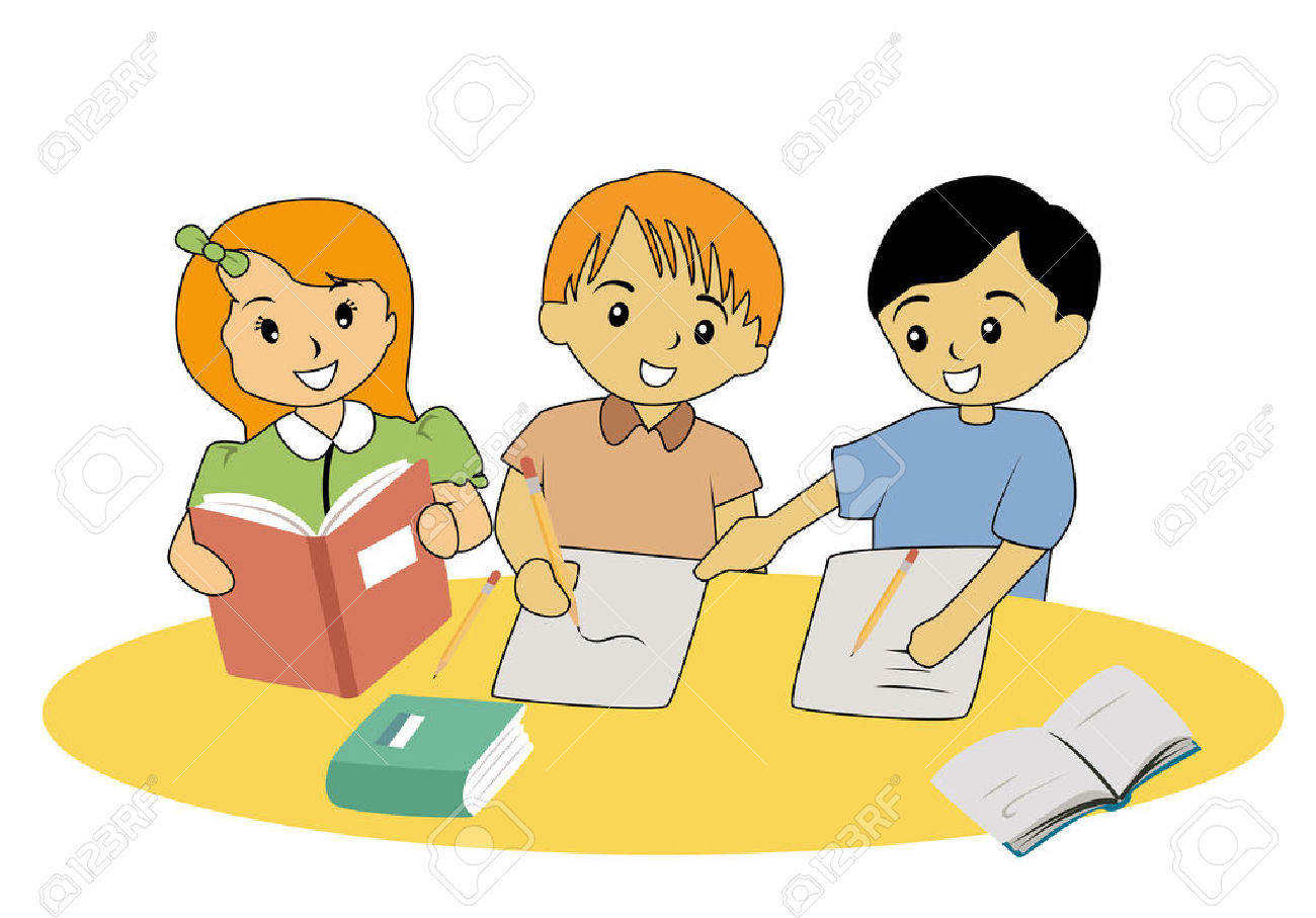Children studying clipart