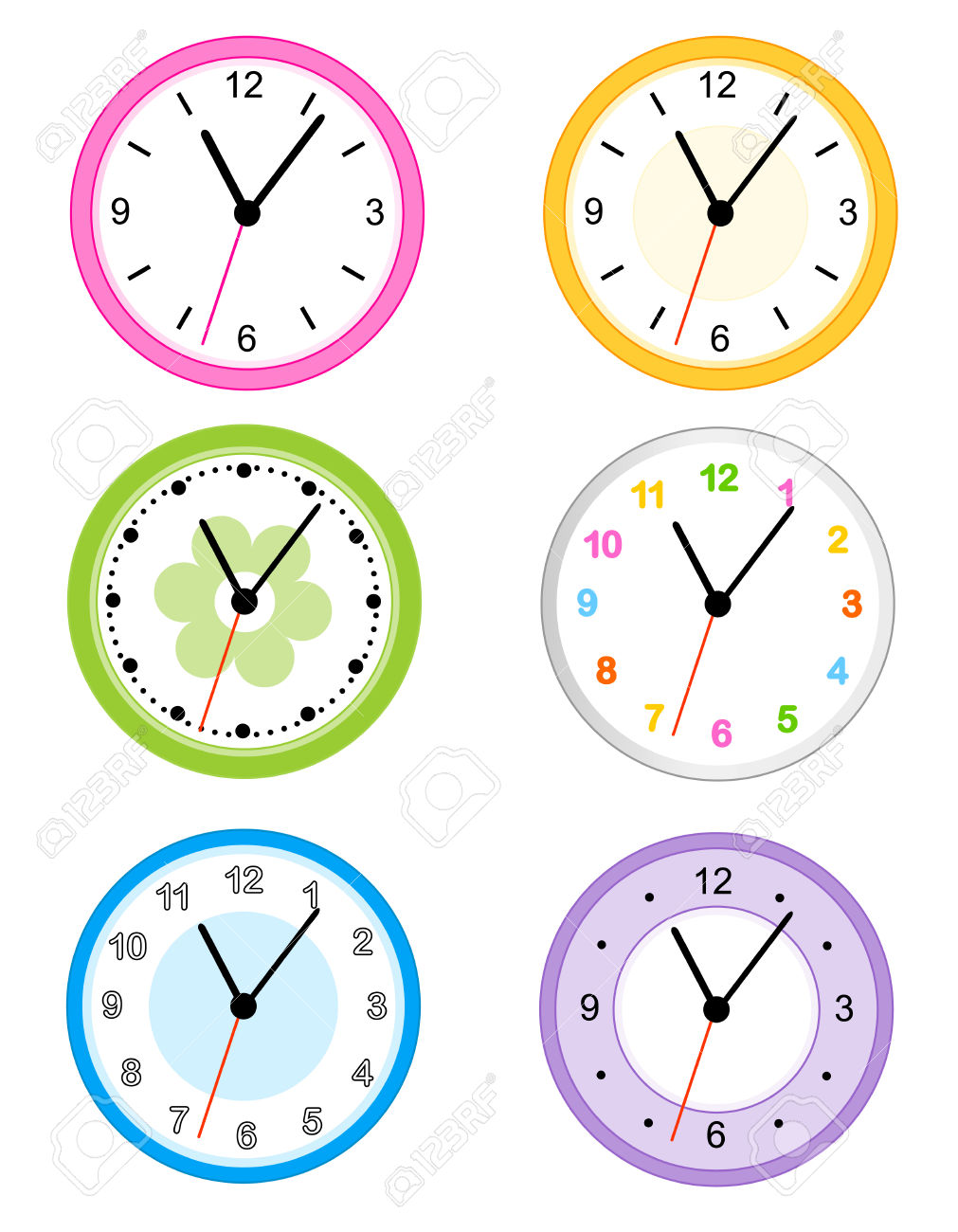 Colorful clock clipart.