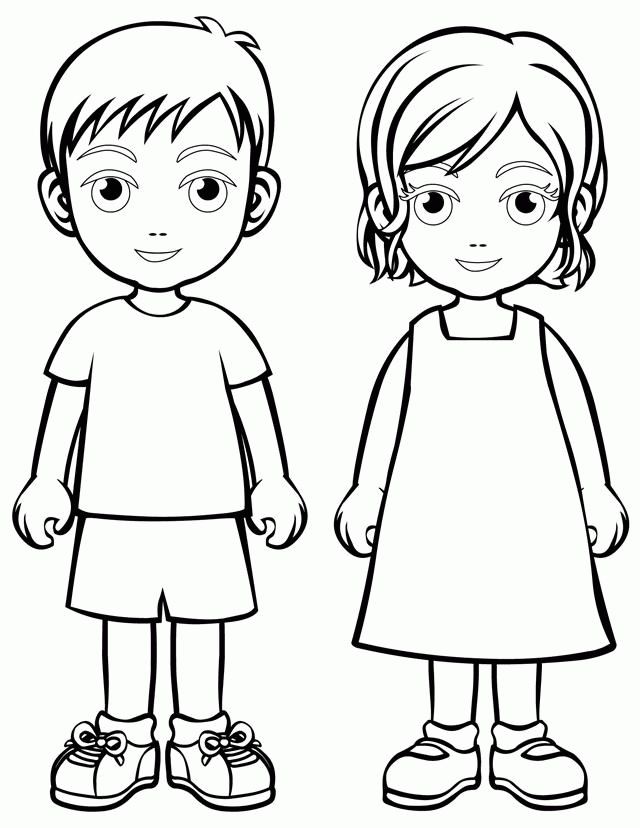 Free Girl And Boy Coloring Page, Download Free Clip Art