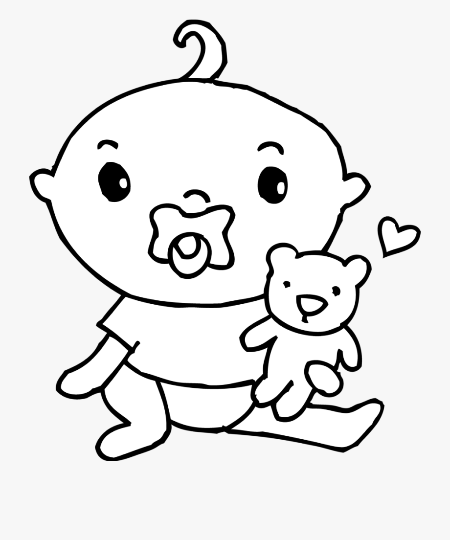 Cute Baby Boy Coloring Page Free Clip Art