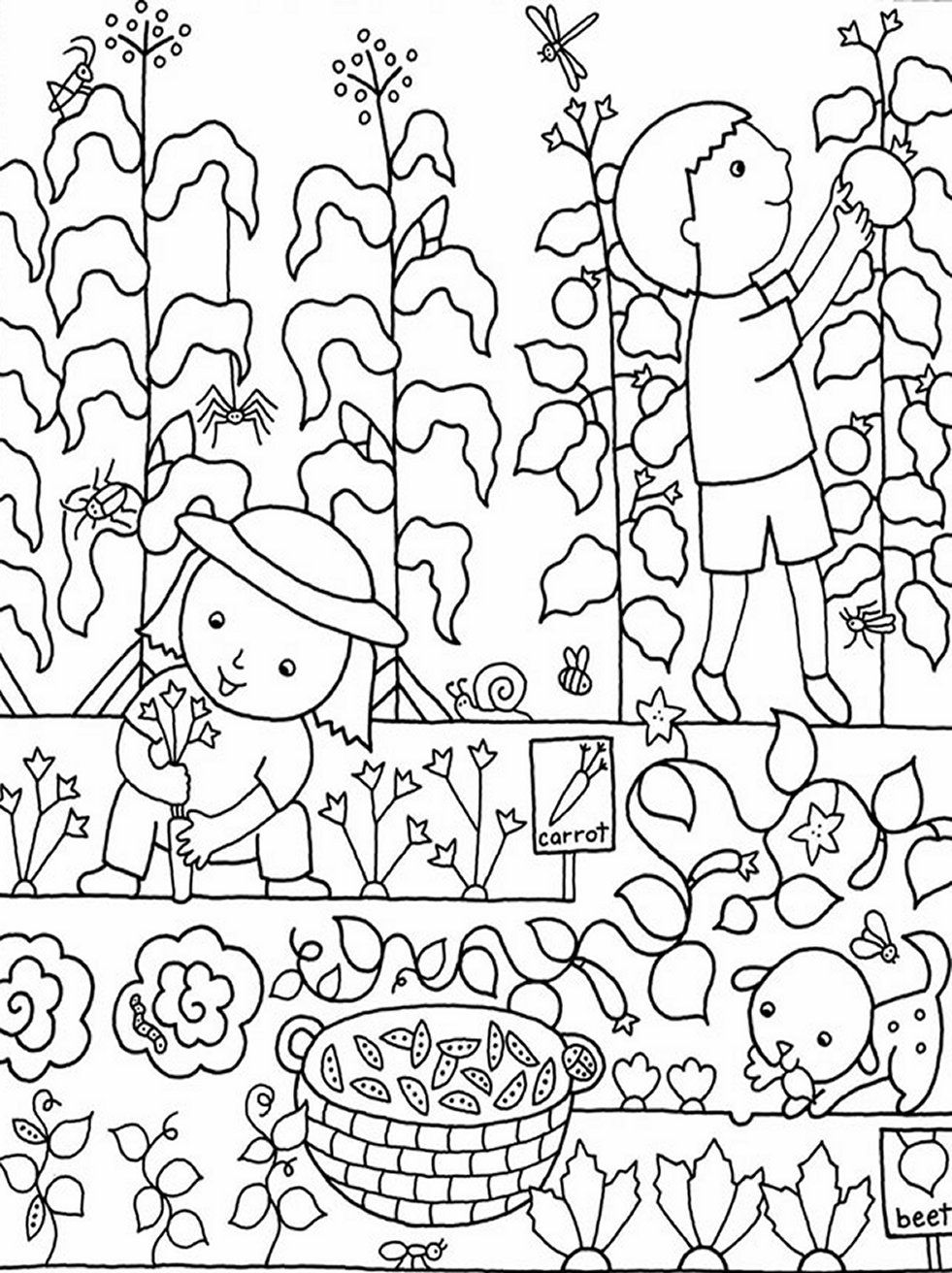 Kids Gardening Coloring Pages Free Colouring Pictures to