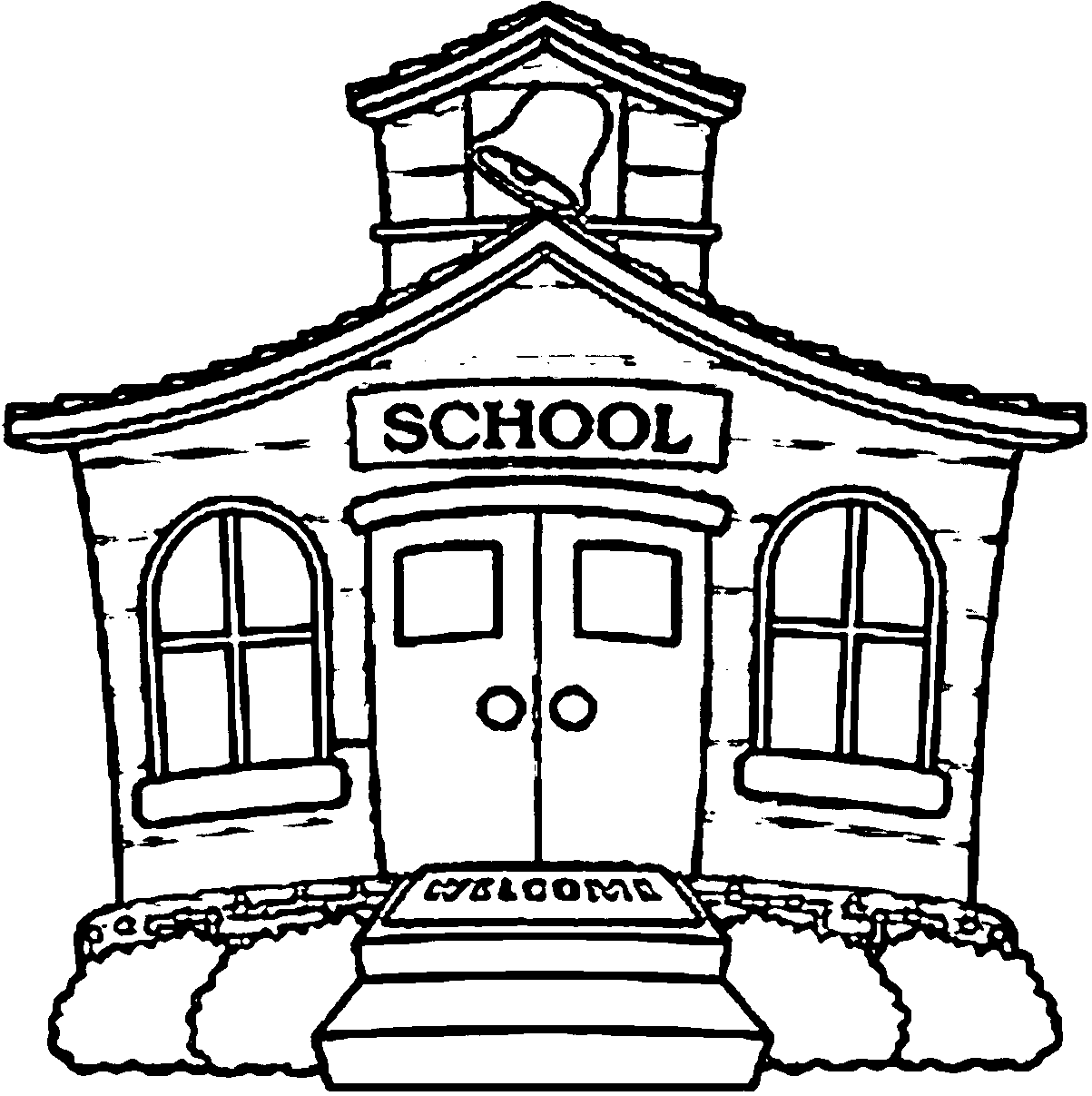 Free Coloring Page Of A School Building, Download Free Clip