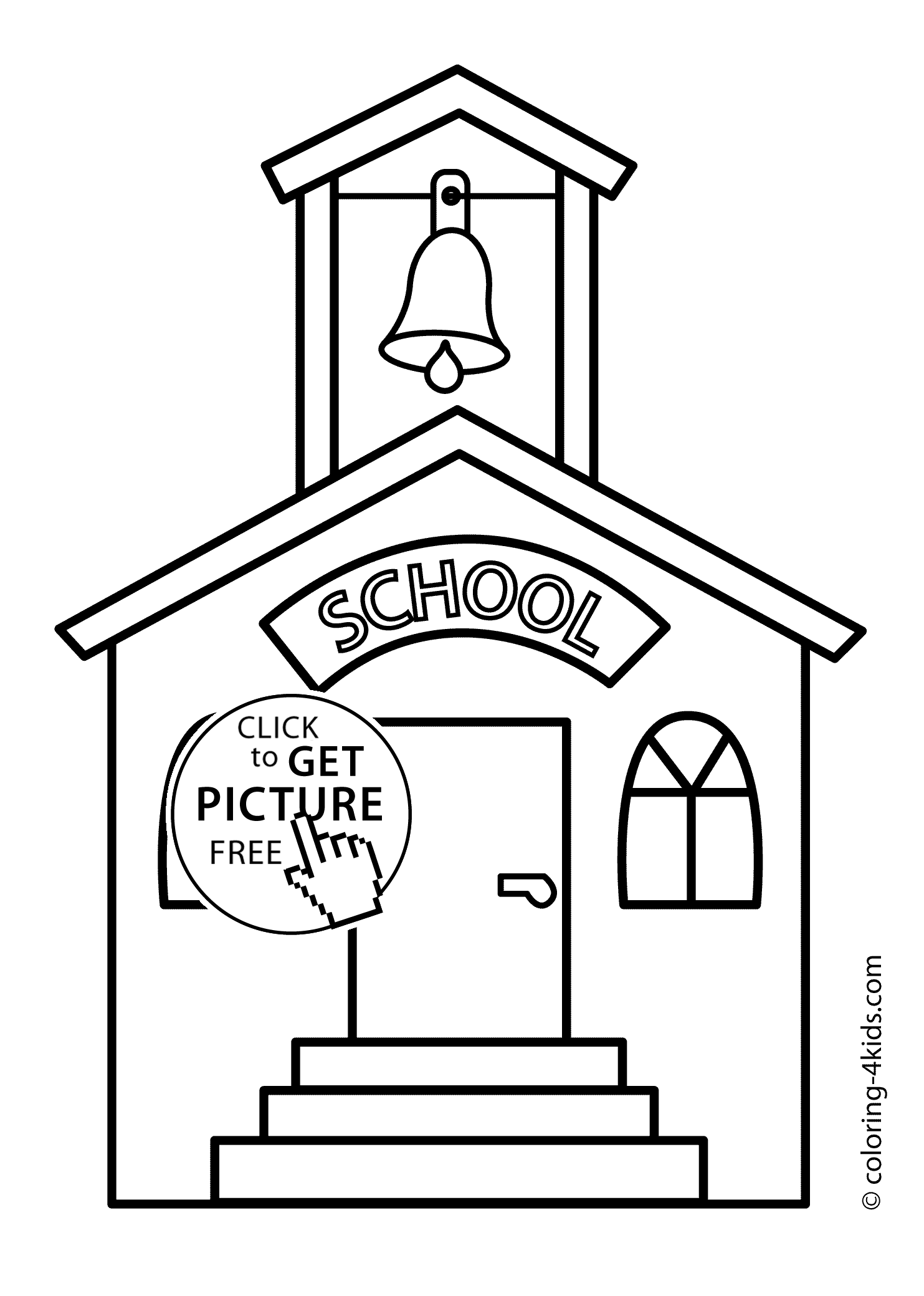 School building coloring page, classes coloring page for