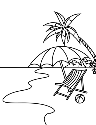 Summer Beach Scene coloring page