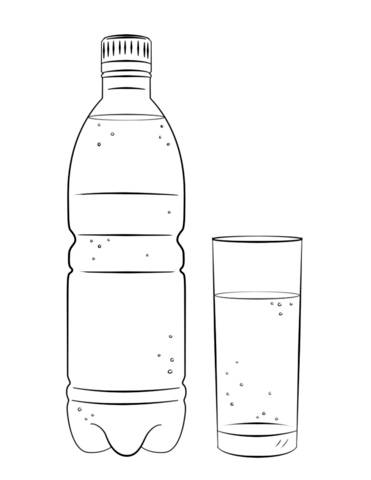 Water Bottle and Glass coloring page
