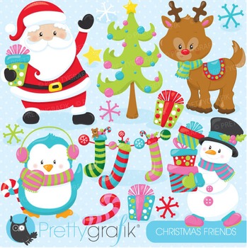 Christmas friends clipart commercial use, vector graphics, digital
