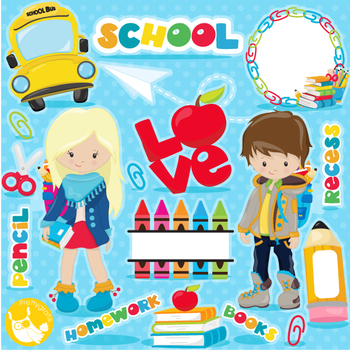 Back to school clipart commercial use, vector graphics