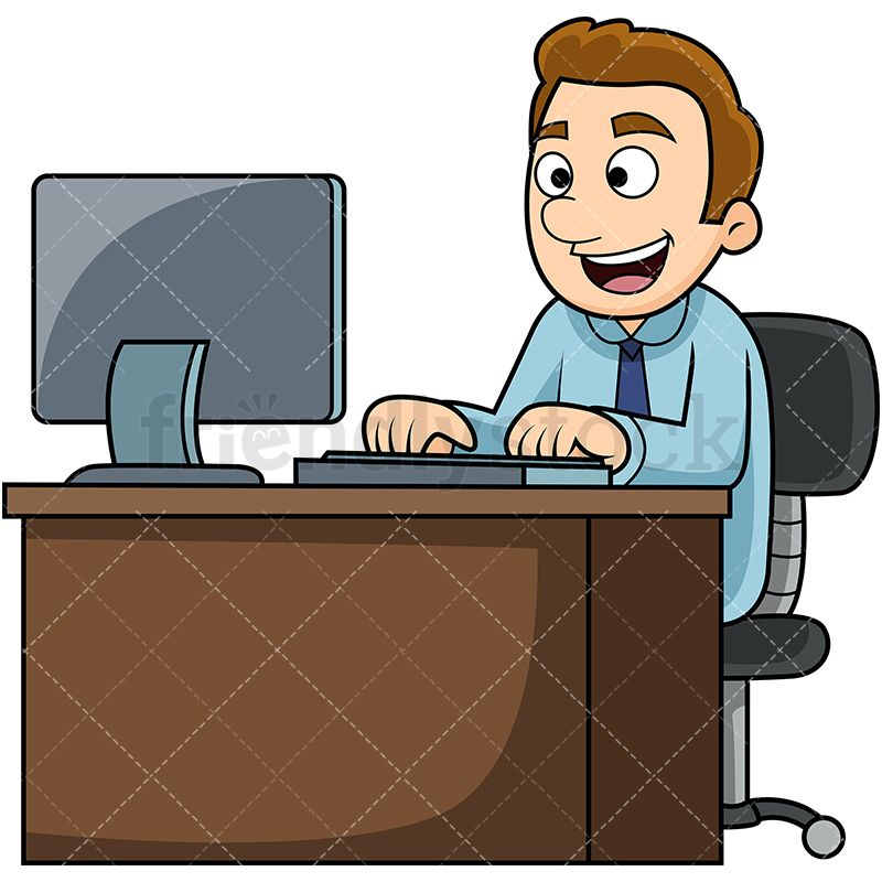 Happy Man Working With Computer