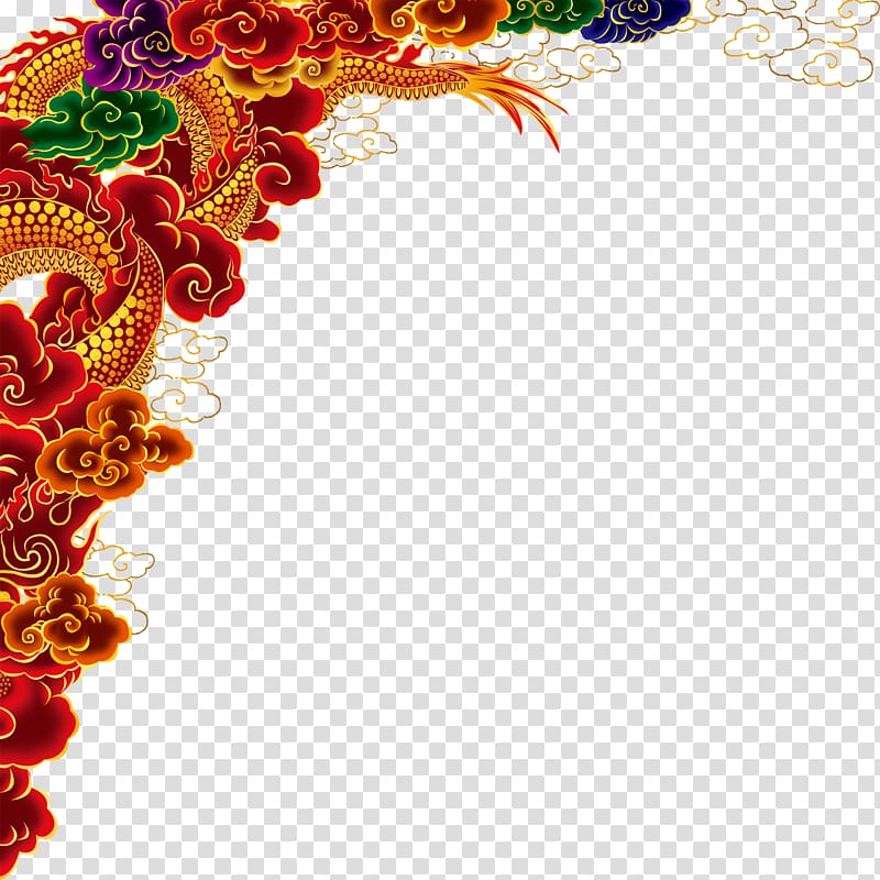 Multicolored floral illustration, CorelDRAW Template Chinese