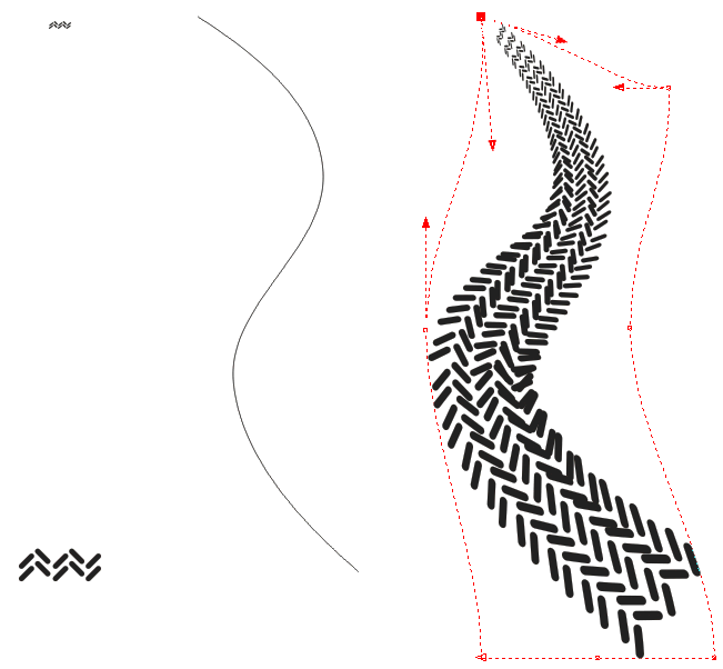 Curved tire tracks