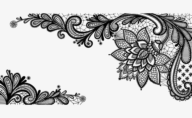 Black French Floral Border Png Picture, French Clipart