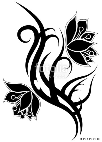 Flower tribal black tattoo