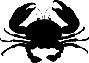 Crab clipart black.