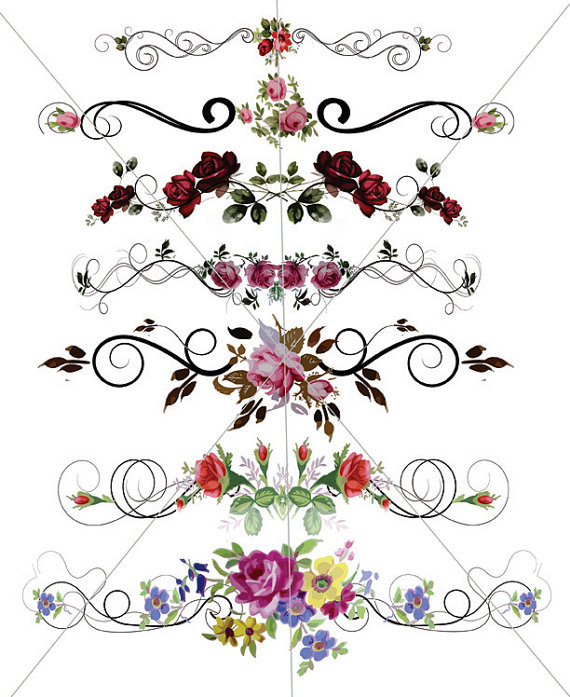 Floral Divider Lines, Fancy Swirls, Ornamental Edges, Floral