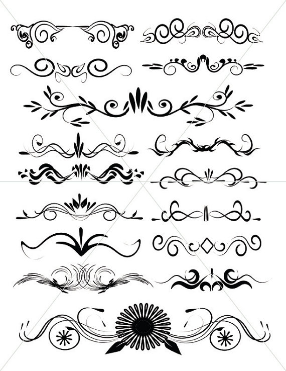 Scalabe Vector Graphics, Divider Lines, Fancy Swirls and