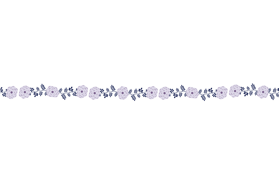 Violet blue flower border clipart, Floral border divider