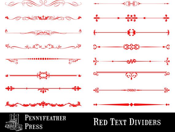 Red Decorative Text Dividers Valentine Christmas Clipart