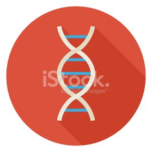 Flat Science and Medicine Dna Circle Icon With Long Shadow