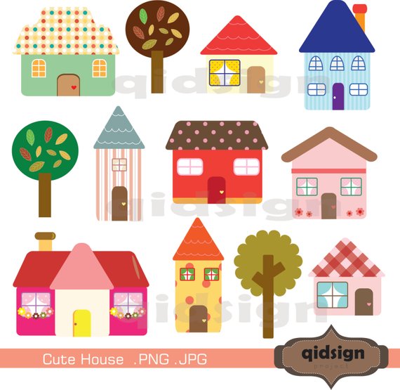 Cute House Clipart Personal and Commercial UseDigital