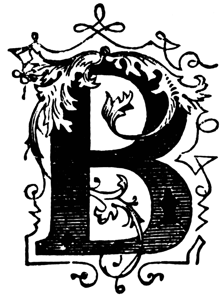 B, Ornamental letter