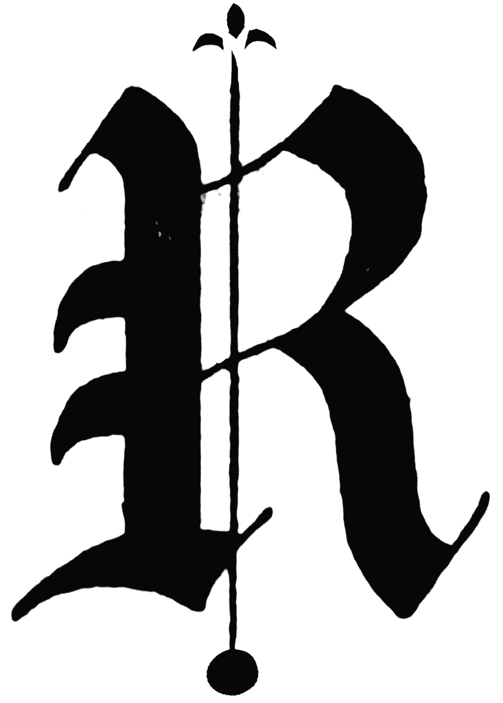 R, Old English fancy text