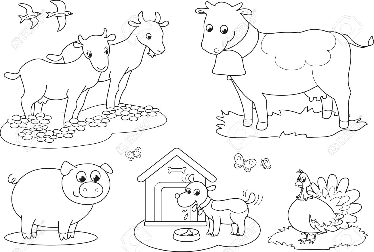 Free Farm Animals Black And White Clipart, Download Free