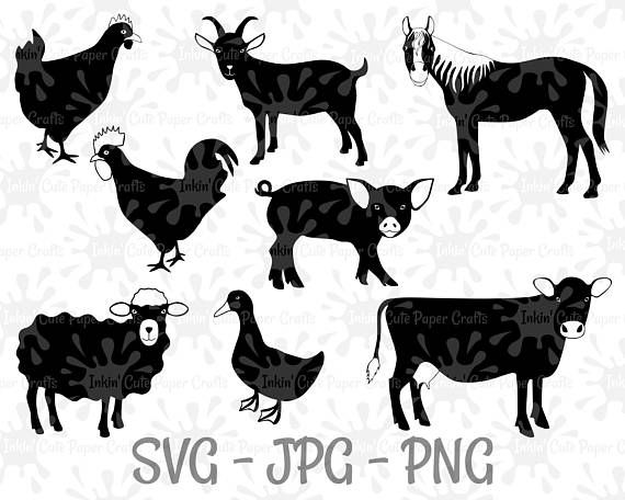 Barnyard Animal Clip Art, Farm Animal SVG, Barnyard Animal