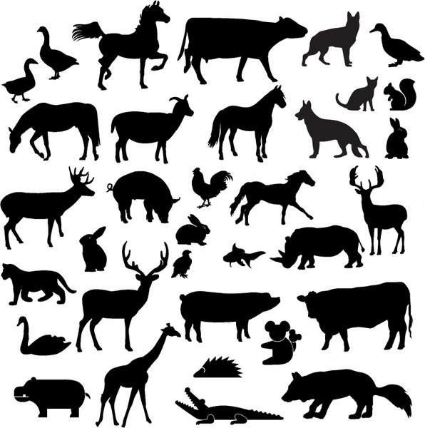 Farm animal silhouette collection Free vector in Adobe