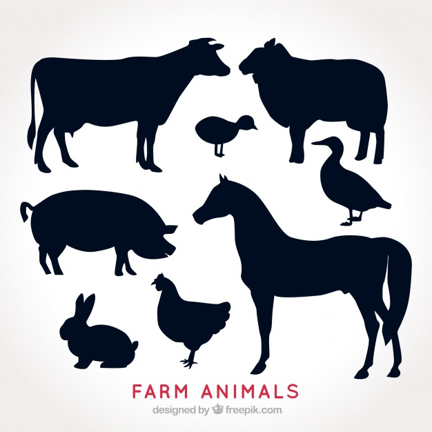 Pack of farm animal silhouettes Vector