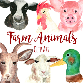 Watercolor Farm Animals