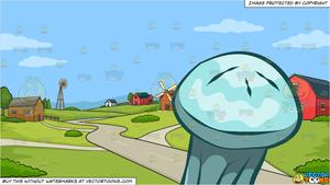 A Translucent Jellyfish and A Rural Farming Community Background