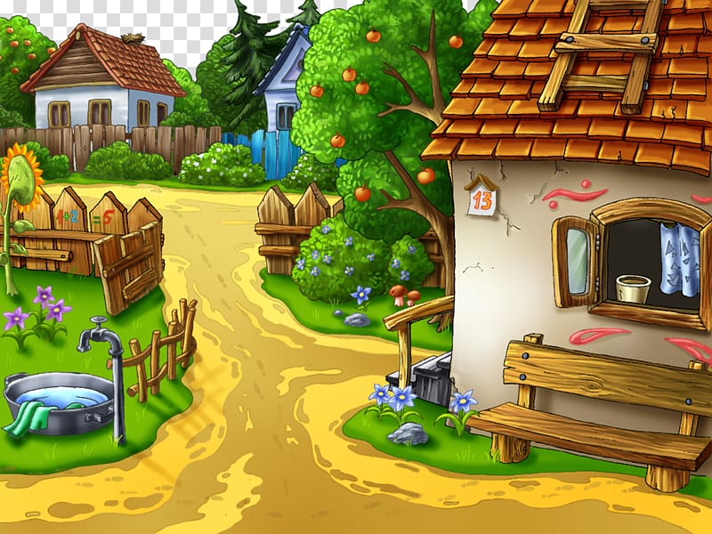 Village Animation Cartoon Desktop , farm transparent