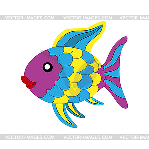 Einfache Schattenbildzeichnung von farbigen Fischen