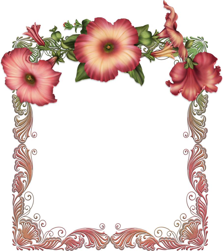 Red Transparent Frame with Red Flowers