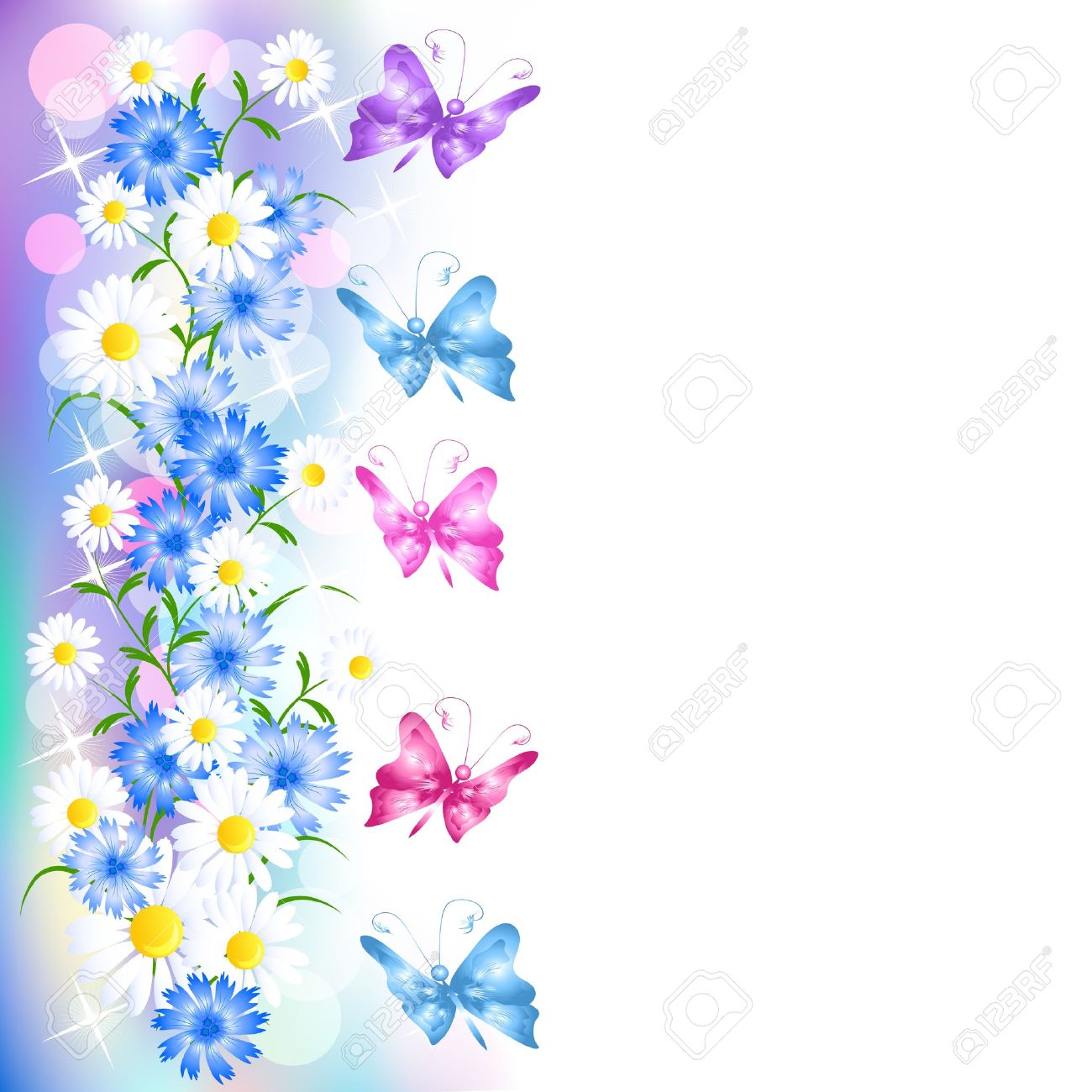 Clipart flowers and butterflies border