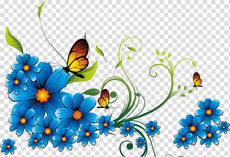 Three brown butterflies beside flowers , Borders and Frames