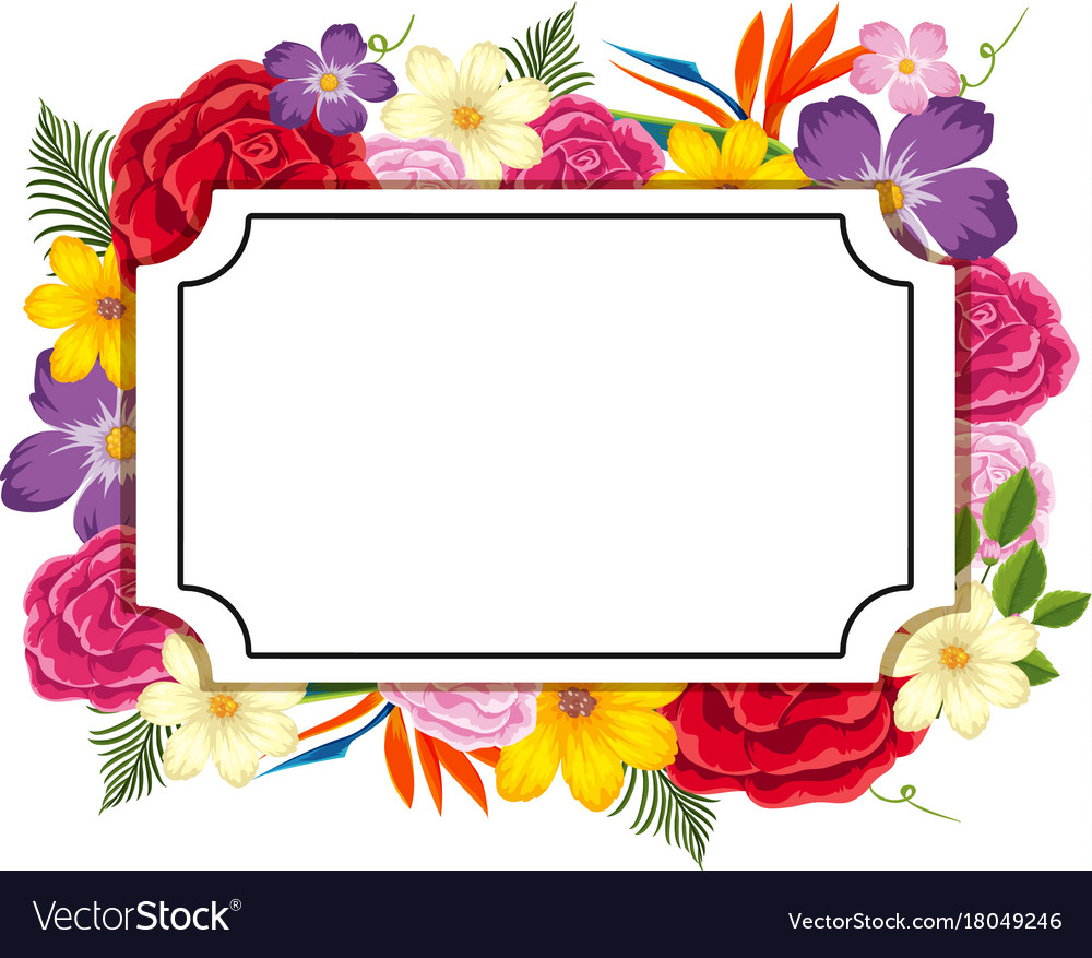 Border template with colorful flowers
