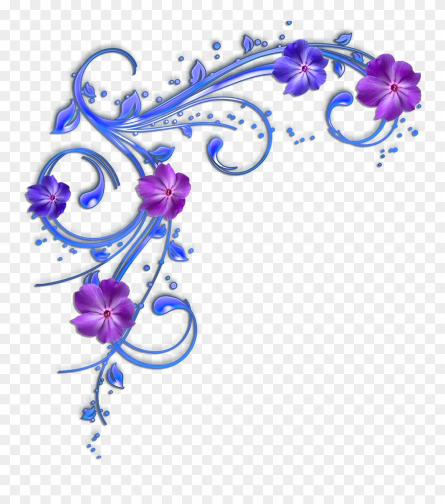 clipart flowers border purple