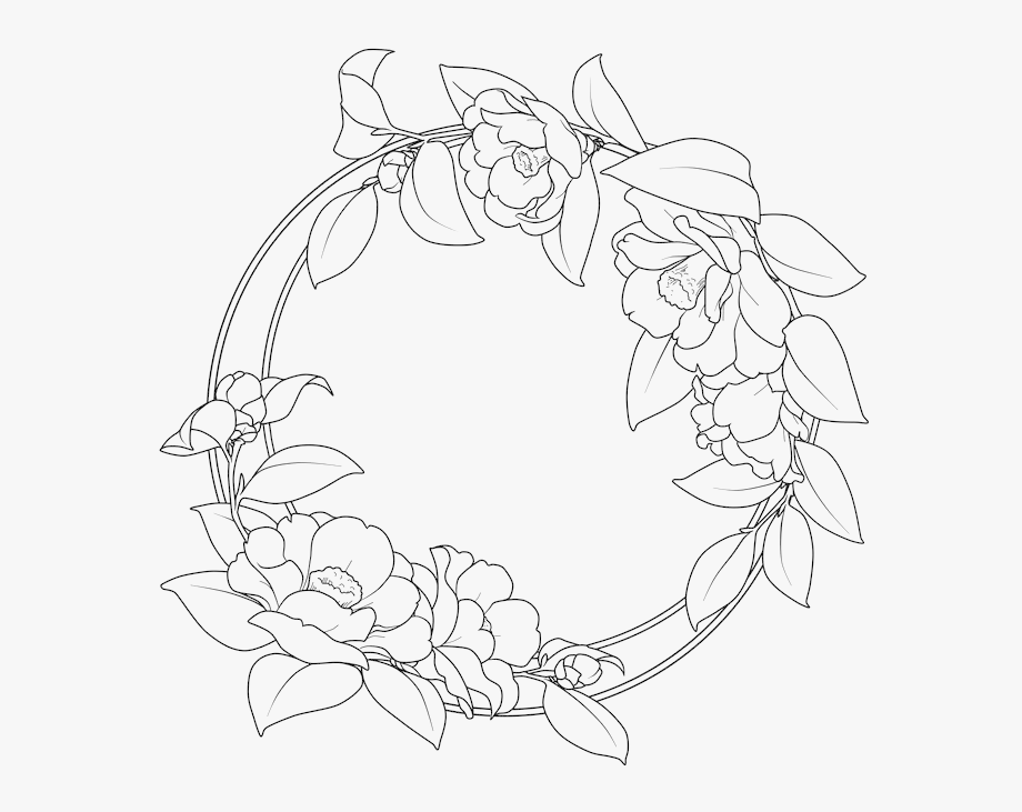 Flower Camellia Vector Artwork Border Round