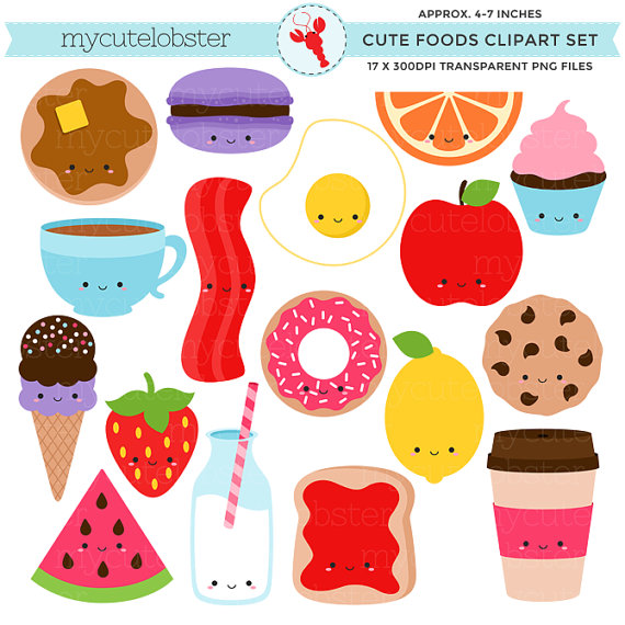 Cute Foods Clipart Set