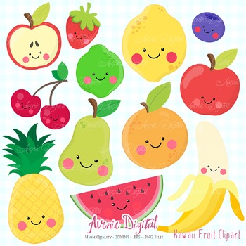 Kawaii Fruit Clipart Scrapbook Commercial Use