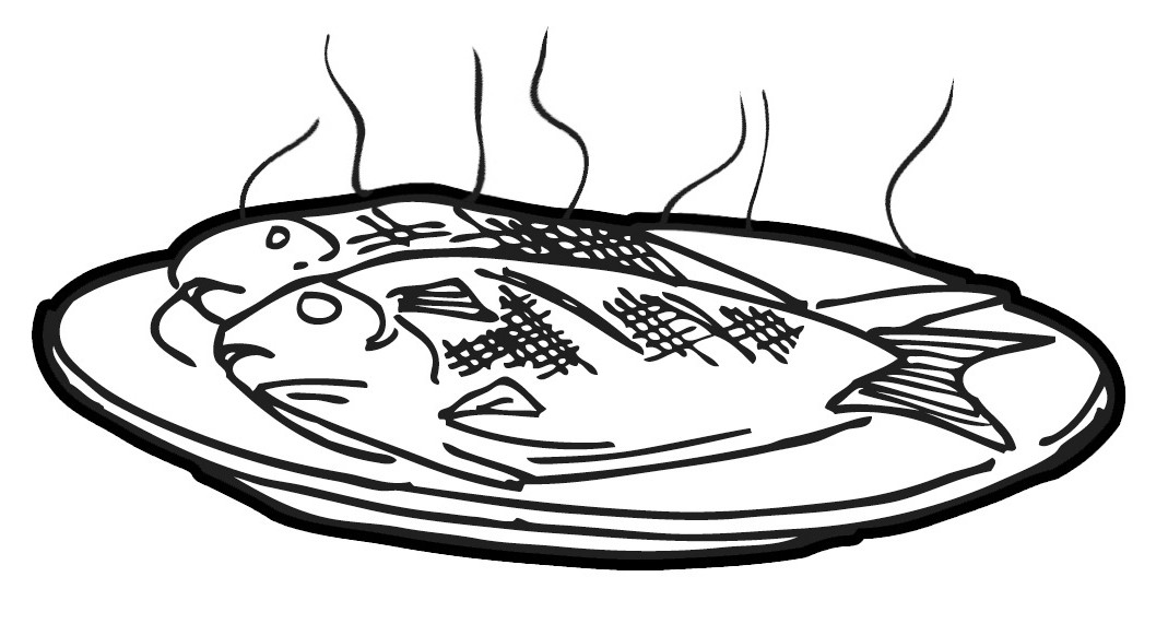 Fish black and white food fish clipart